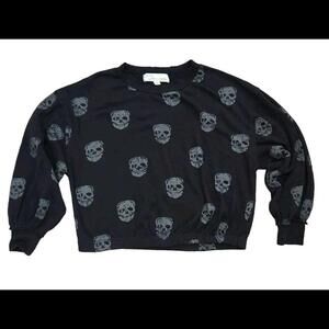 Vintage Havana Sweater Medium Black Skulls Puffy Long Sleeves